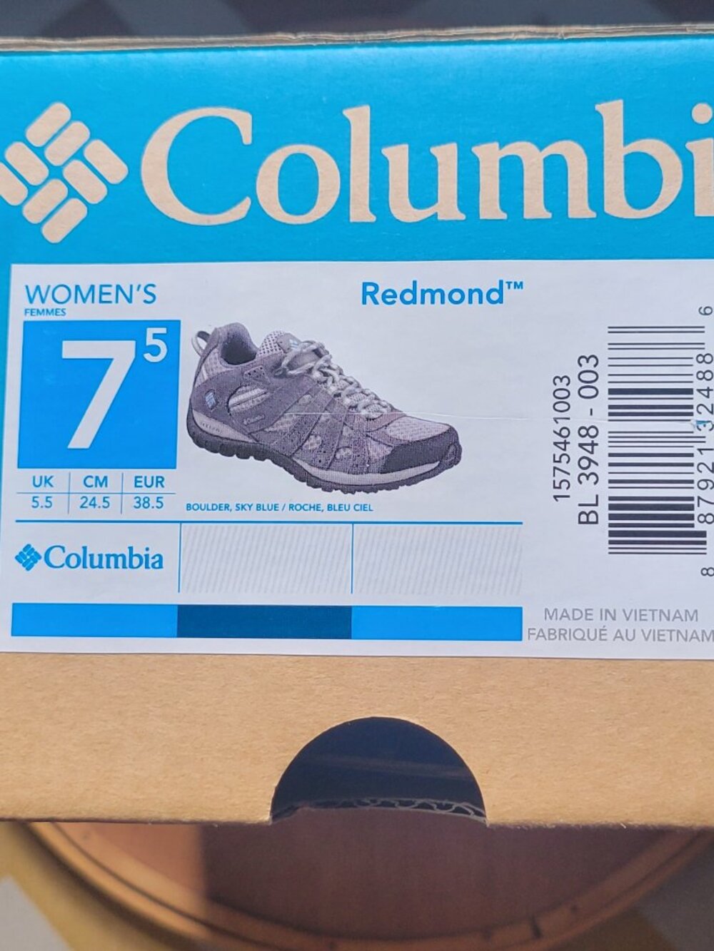 Columbia Redmond Low Hiking Shoe in Boulder/Sky Blue - Picture 6 of 12